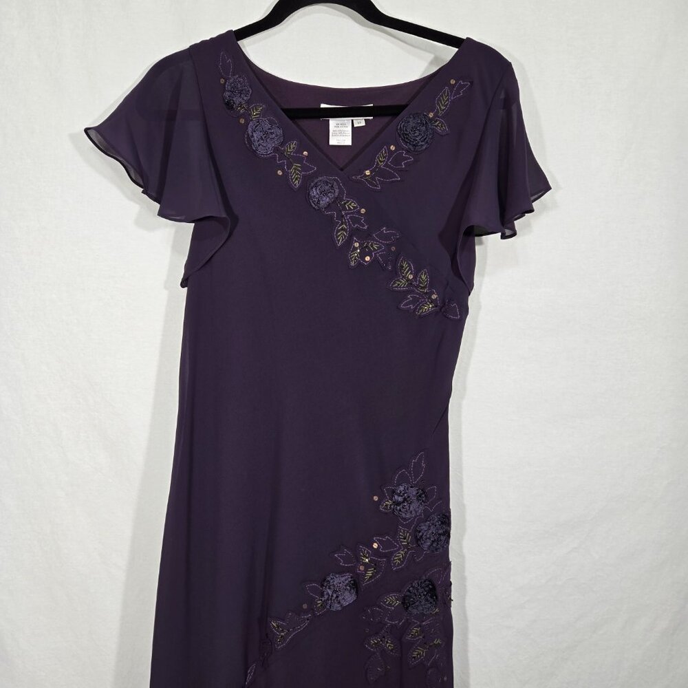 Vintage COLDWATER CREEK Y2K Whimsigoth Fairy WINE Embellished Maxi Dress Size 10 - Picture 3 of 17